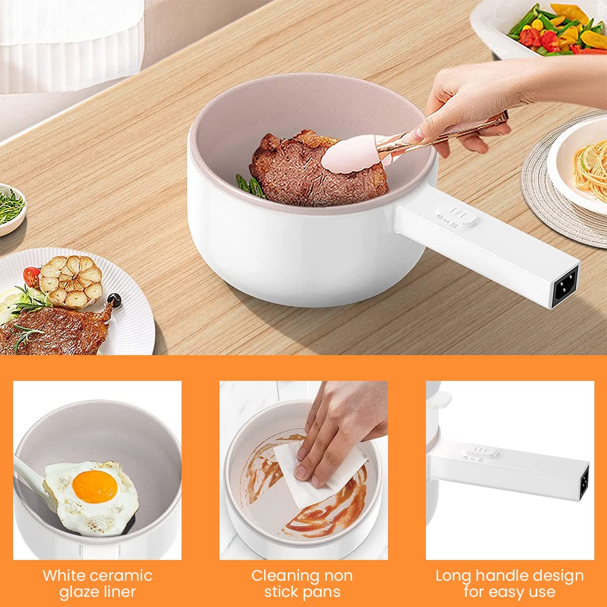 Supvox Electric Pot 1.5L Electric Cooking Pot with Lid & Steamer Multifunctional Electric Pot with Adjustable Power, Non-Stick Cooking Pot with Anti-Dry Burning, Electric Cooking Pot Supvox Electric Pot 1.5L Electric Cooking Pot with Lid & Steamer Multifunctional Electric Pot with Adjustable Power, Non-Stick Cooking Pot with Anti-Dry Burning, Electric Cooking Pot